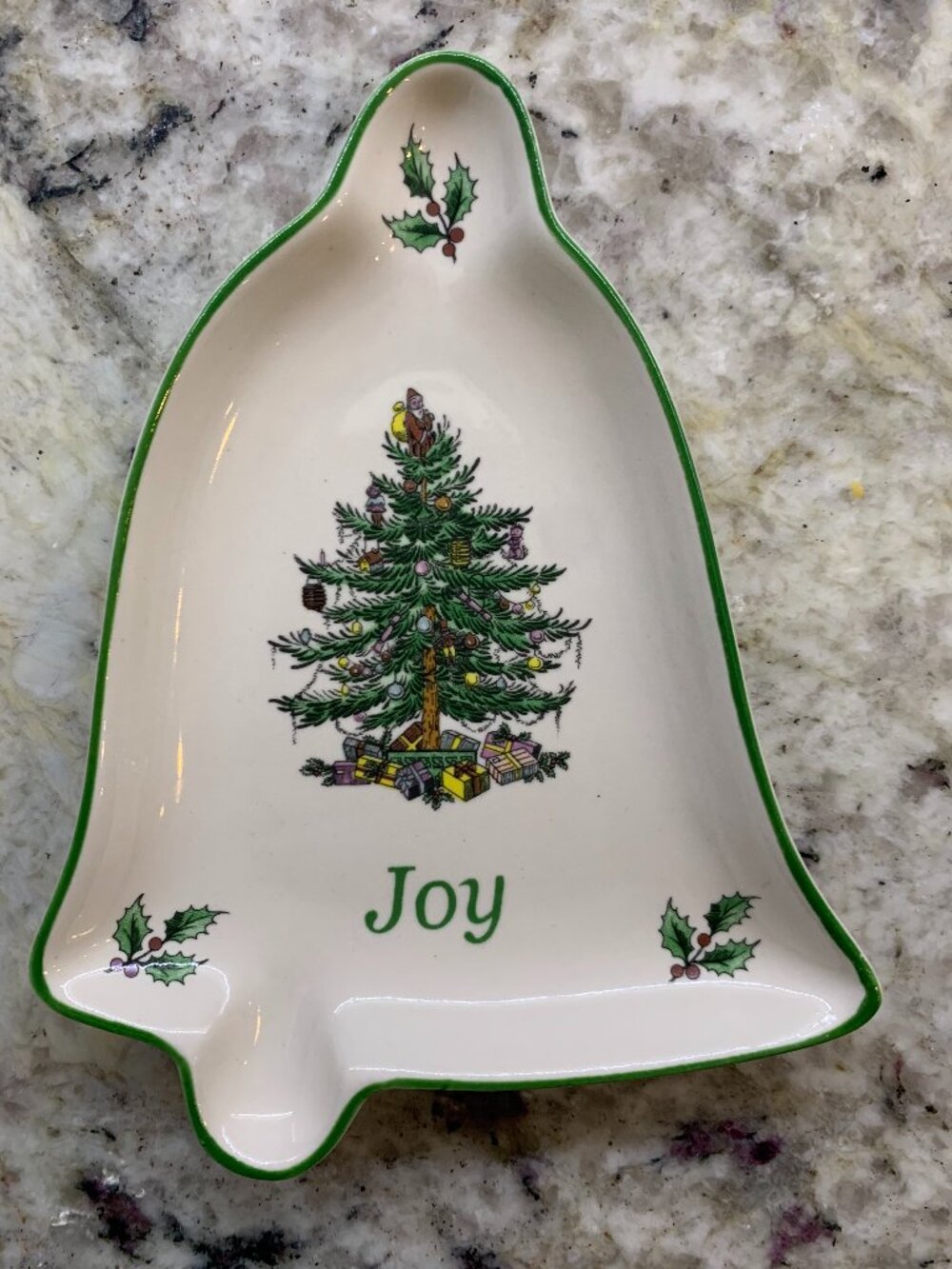 Spode Christmas Tree Joy Bell Trinket Tray Vintage